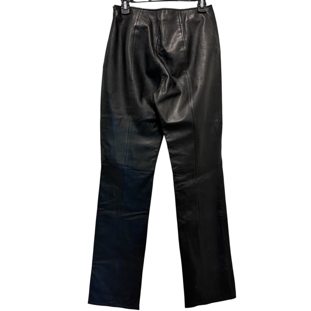 Vintage VAKKO Sport Black Genuine Leather Pants – Fully Lined, Side Zipper SZ 6 - Picture 4 of 8